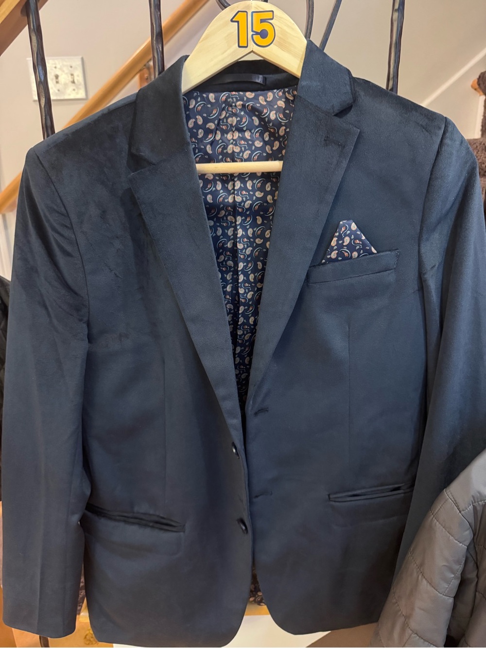 Navy Blazer with Paisley Lining